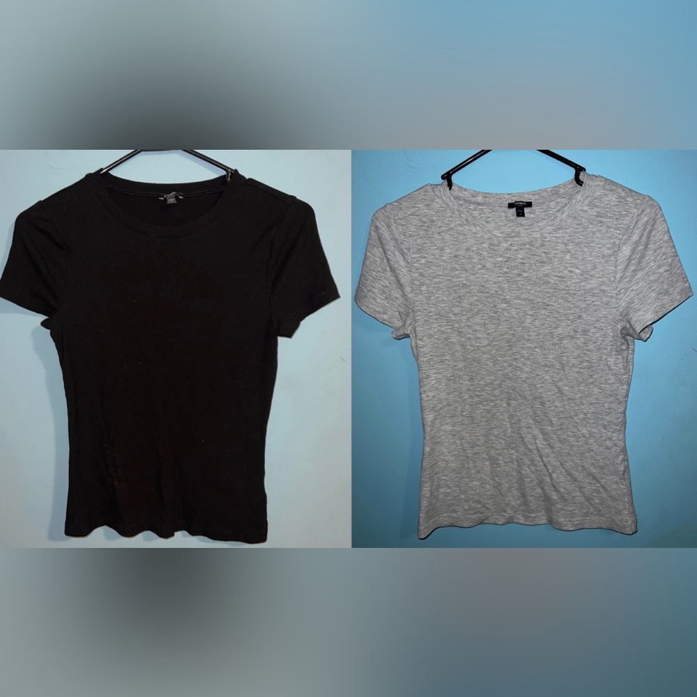 Express Ribbed Fitted Tee - set of 2 size medium